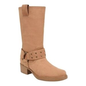 Zodiac Women's Tan Jolie Moto Studded Mid-Calf Boots Size 5.5M